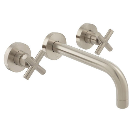 Vado Elements 3 Hole Basin Mixer with 200mm Spout Wall Mounted With Honeycomb Flow Regulator - Brushed nickel - IND-ELW109FLA-BRN
