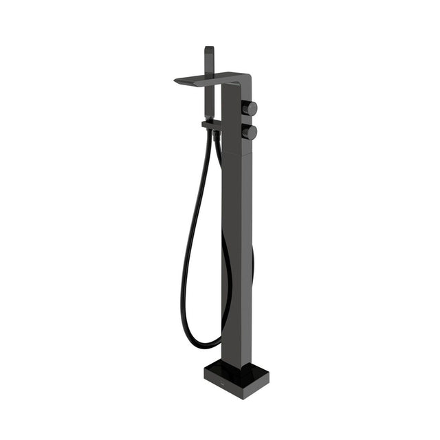 Vado Omika Noir Freestanding Bath Mixer Tap With Shower Kit - Polished Black - IND-OMI133-PB