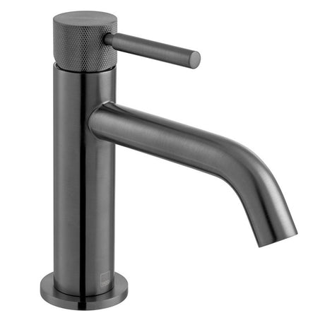 Vado Knurled Accents Slimline Mono Basin Mixer Tap - Brushed Black - IND - ORI200/SB - BLKK - TAP 'N' SHOWER