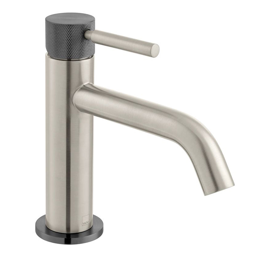 Vado Knurled X Fusion Single Taphole Slimline Mono Basin Mixer Tap - Brushed Nickel/Black- IND-ORI200/SB-XNBK