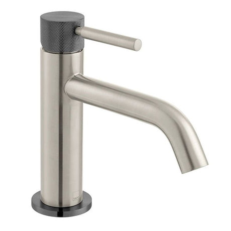Vado Knurled X Fusion Single Taphole Slimline Mono Basin Mixer Tap - Brushed Nickel/Black - IND - ORI200/SB - XNBK - TAP 'N' SHOWER