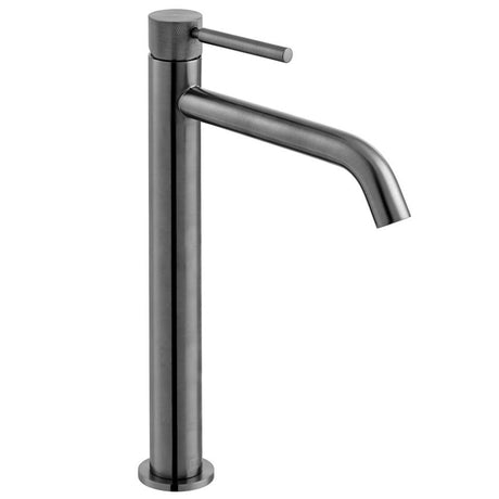 Vado Origins Single Taphole Slimline Tall Mono Basin Mixer Tap With Knurled Accents - Brushed Black - IND - ORI200E/SB - BLKK - TAP 'N' SHOWER
