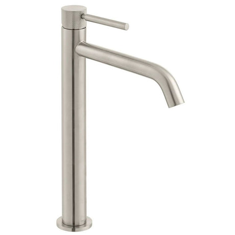 Vado Origins Single Taphole Slimline Tall Mono Basin Mixer Tap with Knurled Accents - Brushed Nickel - IND - ORI200E/SB - BRNK - TAP 'N' SHOWER