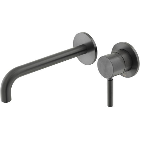 Vado Origins 2 Tapholes Slimline Wall Mounted Basin Mixer Tap With Knurled Accents and 180mm Spout - Brushed Black - IND-ORI209SA-BLK