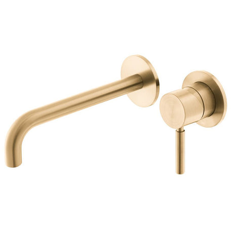 Vado Origins 2 Tapholes Slimline Wall Mounted Basin Mixer Tap With Knurled Accents and 180mm Spout - Brushed Gold - IND-ORI209SA-BRG