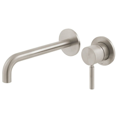 Vado Origins 2 Tapholes Slimline Wall Mounted Basin Mixer Tap With Knurled Accents and 180mm Spout - Brushed Nickel - IND - ORI209SA - BRNK - TAP 'N' SHOWER