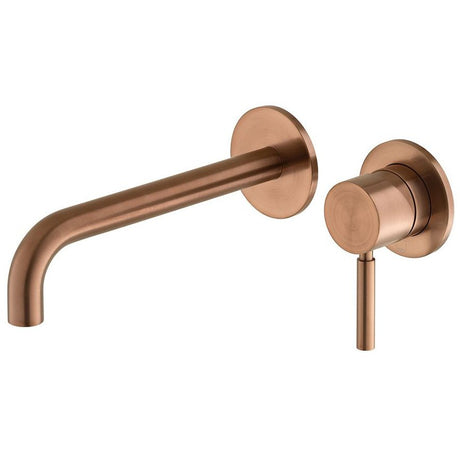 Vado Origins 2 Tapholes Slimline Wall Mounted Basin Mixer Tap With Knurled Accents and 180mm Spout - Brushed Bronze - IND - ORI209SA - BRZ - TAP 'N' SHOWER