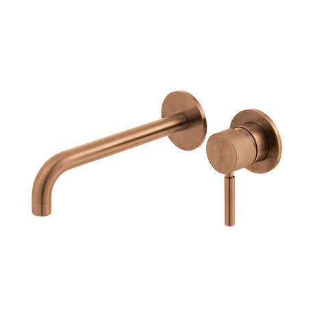 Vado Origins 2 Tapholes Slimline Wall Mounted Basin Mixer Tap With Knurled Accents and 180mm Spout - Brushed Bronze - IND-ORI209SA-BRZK