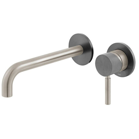 Vado X Fusion 2 Tapholes Slimline Wall Mounted Basin Mixer Tap with 180mm Spout - Brushed Nickel/Black - IND - ORI209SA - XNBK - TAP 'N' SHOWER