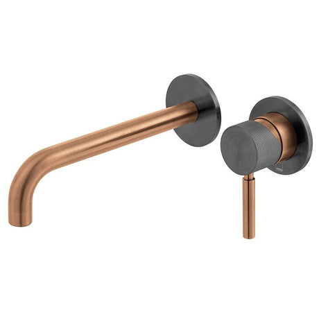 Vado X Fusion 2 Tapholes Slimline Wall Mounted Basin Mixer Tap with 180mm Spout - Brushed Bronze/Black - IND - ORI209SA - XZBK - TAP 'N' SHOWER