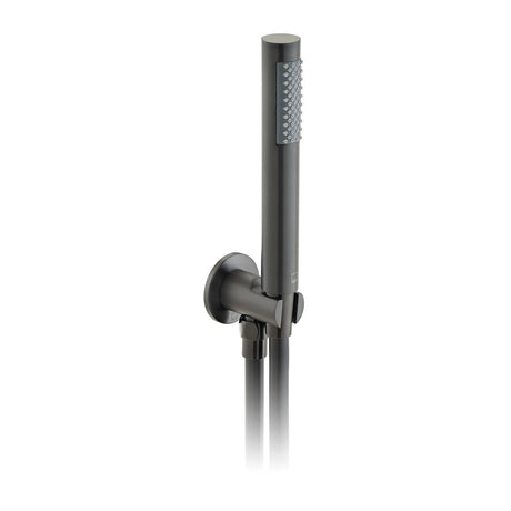 Vado Zoo Single Function Hand Held Shower Head with Hose Bracket and Integrated Outlet - Brushed Black - IND-SFMKWO/RO-BLK