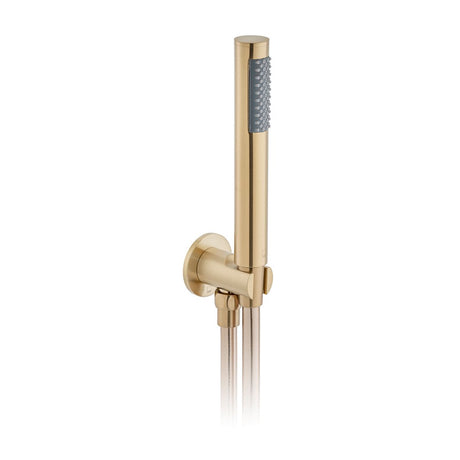 Vado Zoo Single Function Hand Held Shower Head with Hose Bracket and Integrated Outlet - Brushed Gold - IND-SFMKWO/RO-BRG