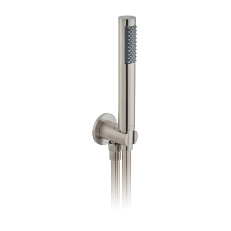 Vado Zoo Single Function Hand Held Shower Head with Hose Bracket and Integrated Outlet - Brushed nickel - IND-SFMKWO/RO-BRN