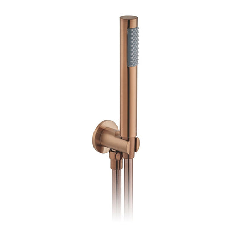 Vado Zoo Single Function Hand Held Shower Head with Hose Bracket and Integrated Outlet - Brushed Bronze - IND-SFMKWO/RO-BRZ