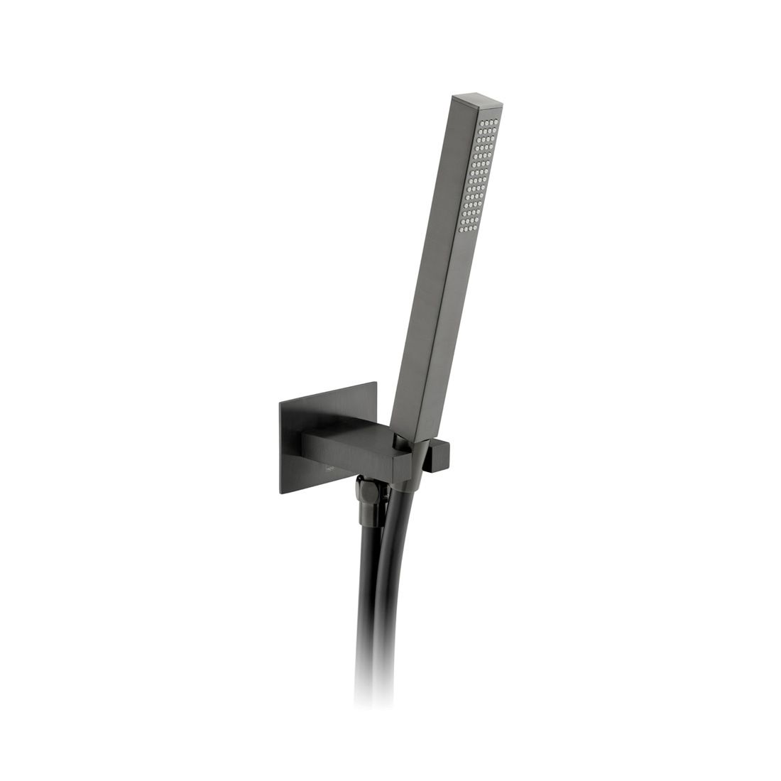 Vado Showering Solutions Square Single Function Mini Shower Kit with Integrated Outlet and Wall Mounted Bracket - Brushed Black - IND-SFMKWO/SQ-BLK