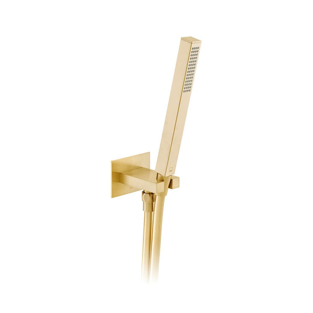 Vado Showering Solutions Square Single Function Mini Shower Kit with Integrated Outlet and Wall Mounted Bracket - Brushed Gold - IND-SFMKWO/SQ-BRG