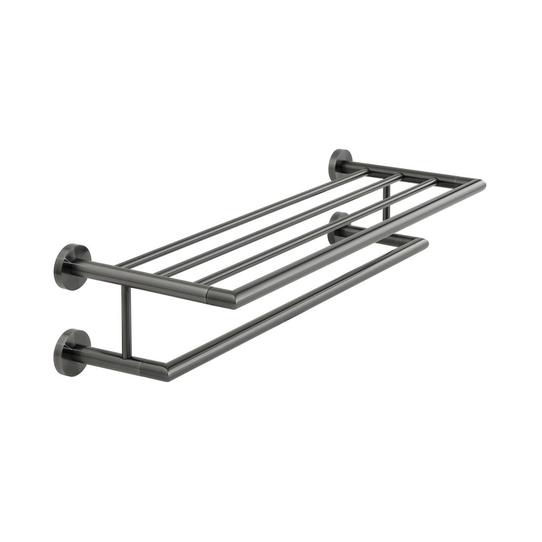 Vado Spa Towel Shelf with Towel Rail 600mm - Brushed Black - IND - SPA185B - BLK - TAP 'N' SHOWER