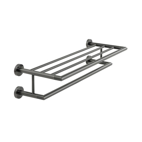 Vado Spa Towel Shelf with Towel Rail 600mm - Brushed Black - IND - SPA185B - BLK - TAP 'N' SHOWER