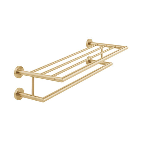 Vado Spa Towel Shelf with Towel Rail 600mm - Brushed Gold - IND - SPA185B - BRG - TAP 'N' SHOWER