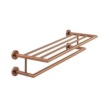 Vado Spa Towel Shelf with Towel Rail 600mm - Brushed Bronze - IND - SPA185B - BRZ - TAP 'N' SHOWER