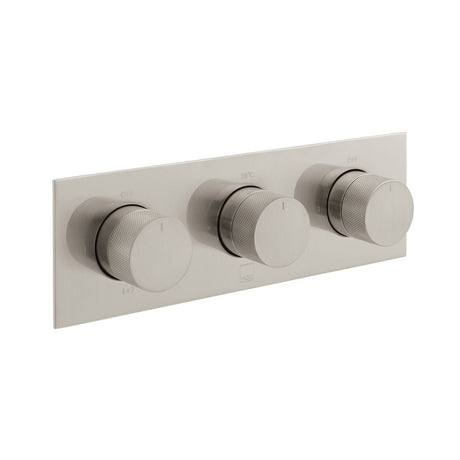 Vado Knurled Accents 3 Outlet Thermostatic Shower Valve with All-Flow Function - Brushed Gold - IND-T128/3-H-BRNK
