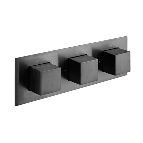 Vado Tablet Notion 3 Outlet Thermostatic Shower Valve with All-Flow Function - Brushed Black - IND-T128/3-H-NOT-BLK