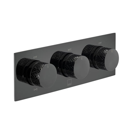 Vado Omika Noir 3 Outlet Thermostatic Shower Valve With All-flow Function - Polished Black - IND-T128/3-H-OMI-PB