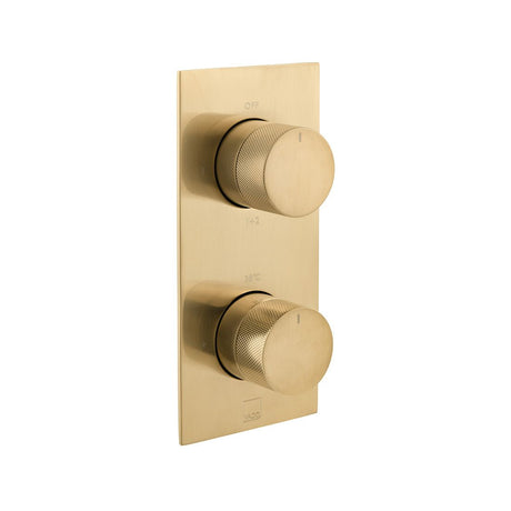 Vado Knurled Accents 2 Outlet Thermostatic Shower Valve with All-Flow Function - Brushed Gold - IND-T148/2-BRGK