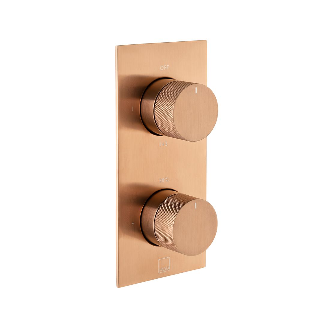 Vado Knurled Accents 2 Outlet Thermostatic Shower Valve with All-Flow Function - Brushed Bronze - IND-T148/2-BRZK