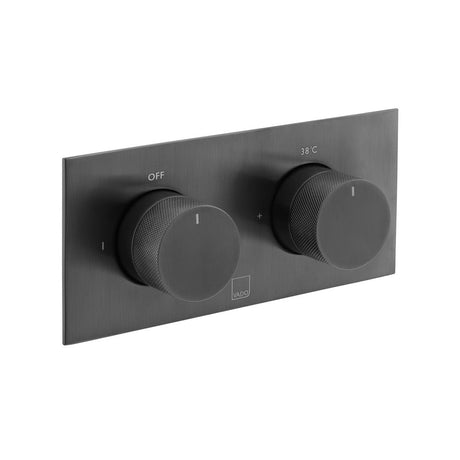 Vado Knurled Accents 2 Outlet Thermostatic Shower Valve with All-Flow Function - Brushed Black - IND-T148/2-H-BLKK