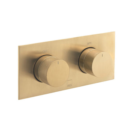 Vado Knurled Accents 2 Outlet Thermostatic Shower Valve with All-Flow Function - Brushed Gold - IND-T148/2-H-BRGK