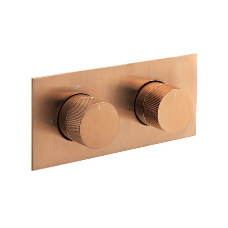 Vado Knurled Accents 2 Outlet Thermostatic Shower Valve with All-Flow Function - Brushed Bronze - IND-T148/2-H-BRZK