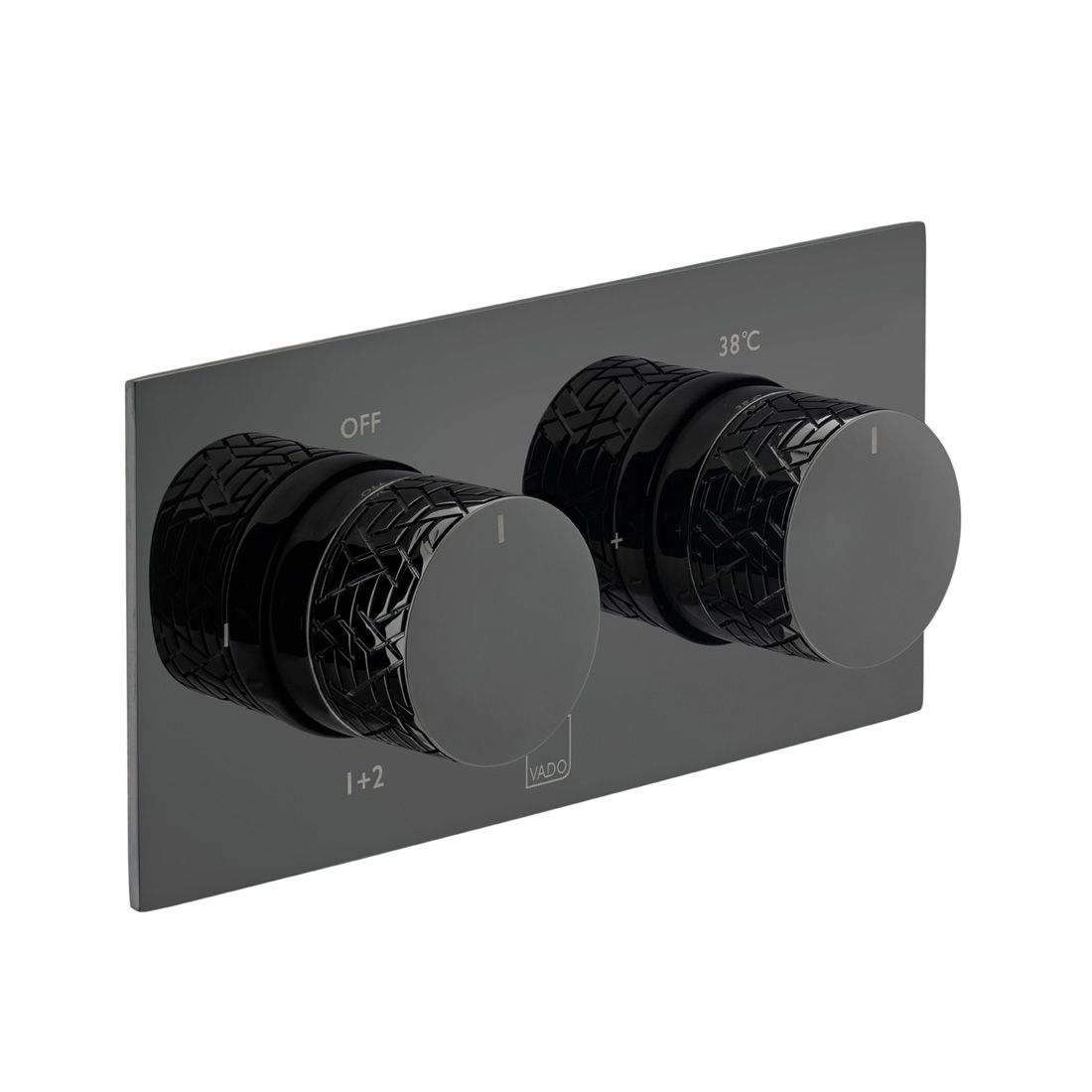 Vado Omika Noir 2 Outlet Thermostatic Shower Valve With All-flow Function - Polished Black - IND-T148/2-H-OMI-PB