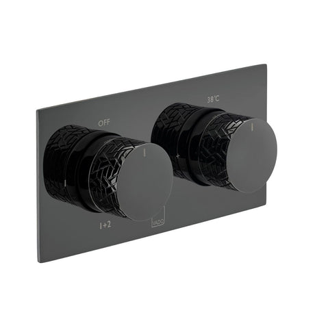 Vado Omika Noir 2 Outlet Thermostatic Shower Valve With All-flow Function - Polished Black - IND-T148/2-H-OMI-PB