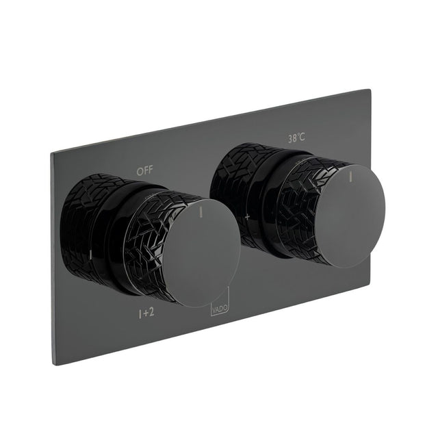 Vado Omika Noir 2 Outlet Thermostatic Shower Valve With All-flow Function - Polished Black - IND-T148/2-H-OMI-PB