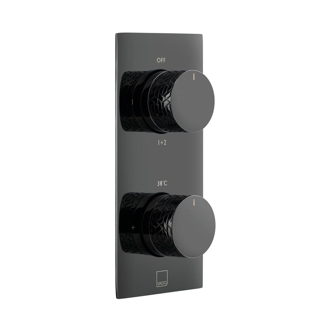Vado Omika Noir 2 Outlet Thermostatic Shower Valve With All-flow Function - Polished Black - IND-T148/2-OMI-PB