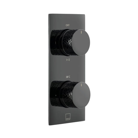 Vado Omika Noir 2 Outlet Thermostatic Shower Valve With All-flow Function - Polished Black - IND-T148/2-OMI-PB