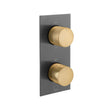 Vado Knurled X Fusion 2 Outlet Thermostatic Shower Valve with All-Flow Function - Brushed Black/Gold - IND-T148/2-XBGK