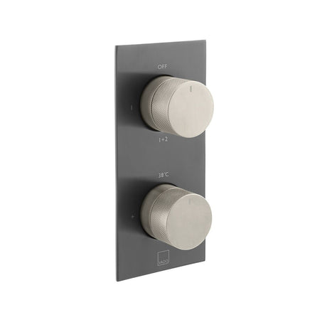Vado Knurled X Fusion 2 Outlet Thermostatic Shower Valve with All-Flow Function - Brushed Black/Nickel - IND-T148/2-XBNK