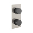 Vado Knurled X Fusion 2 Outlet Thermostatic Shower Valve with All-Flow Function - Brushed Nickel/Black - IND-T148/2-XNBK