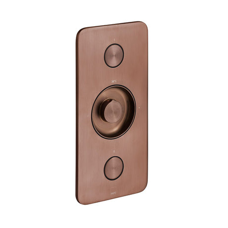 Vado Zone 2 Outlet Concealed Thermostatic Shower Valve with Push Button Control - Brushed Bronze - IND-Z128/2-BRZ