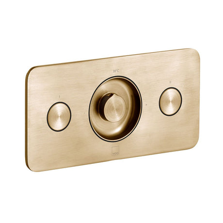Vado Zone 2 Outlet Concealed Thermostatic Shower Valve with Push-button Control - Brushed Gold - IND-Z128/2-H-BRG
