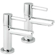Pair of Deva Insignia modern chrome basin taps with lever handles and smooth ceramic disc cartridges