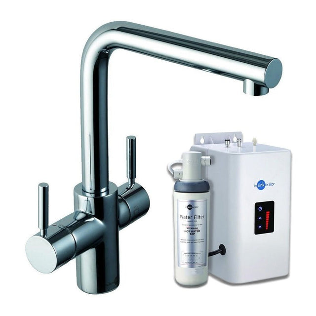 InSinkErator 3N1 L Shape Kitchen Sink Mixer Tap with Neo Tank and Filter - Brushed Steel - AIS224 - TAP 'N' SHOWER