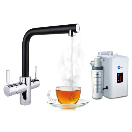 InSinkErator 3N1 L Shape Kitchen Sink Mixer Tap with Neo Tank and Filter - Black - AIS226