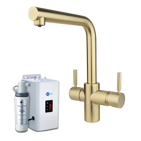InSinkErator 3N1 L Shape Kitchen Sink Mixer Tap with Neo Tank and Filter - Gold - AIS230