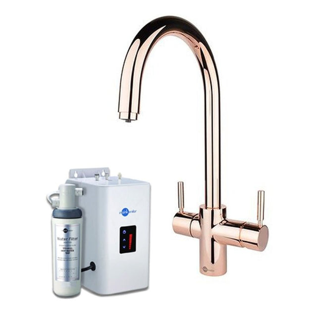 InSinkErator 3N1 J Shape Kitchen Sink Mixer Tap with Neo Tank and Filter - Rose Gold - AIS313 - TAP 'N' SHOWER