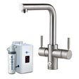 InSinkErator 4N1 L Shape Kitchen Sink Mixer Tap with Neo Tank and Filter - Brushed Steel - AIS802 - TAP 'N' SHOWER