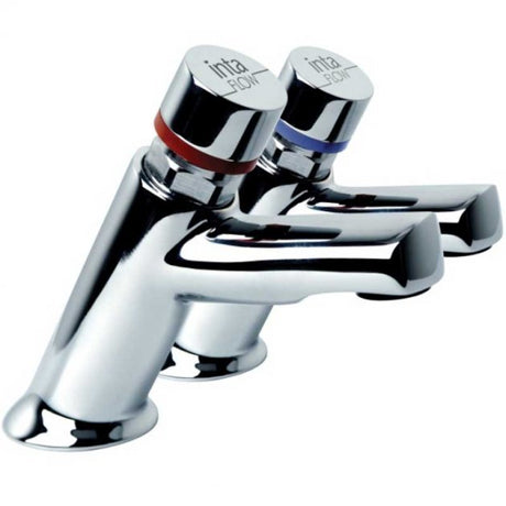 Inta Modern Flow Time Non Concussive Adjustable Basin Mounted Taps Pair - Chrome - NC177CP