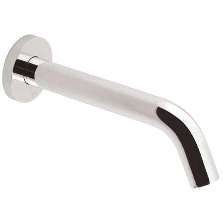 Vado I-Tech Infra-Red wall mounted chrome spout with round back plate, mains or AA battery powered.